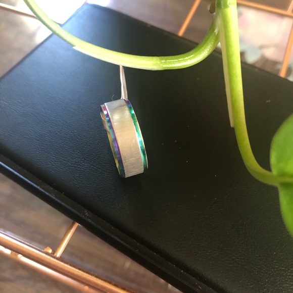 Rainbow 🌈 Edge Stainless Steel Band Ring - Picture 1 of 6